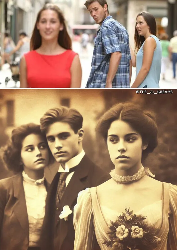 20 AI Recreations Of Popular Memes Shown As If They Were Captured Back In Time