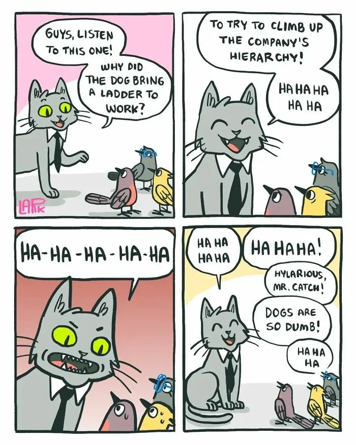 40 Funny Comics About A Cat Hiring Birds In His Company By This Brazilian Artist
