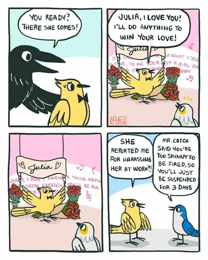 40 Funny Comics About A Cat Hiring Birds In His Company By This Brazilian Artist