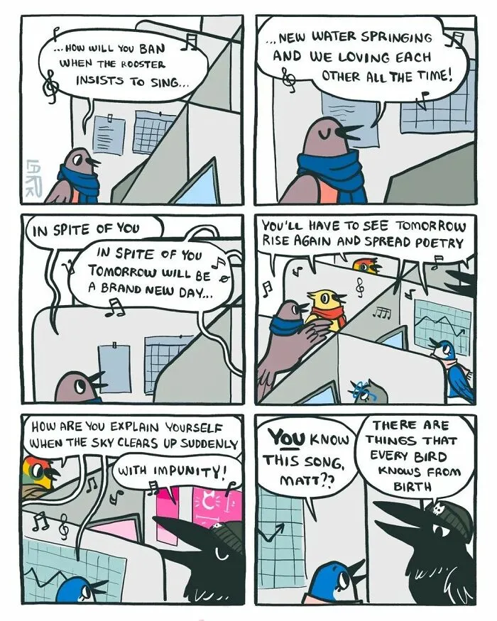 40 Funny Comics About A Cat Hiring Birds In His Company By This Brazilian Artist
