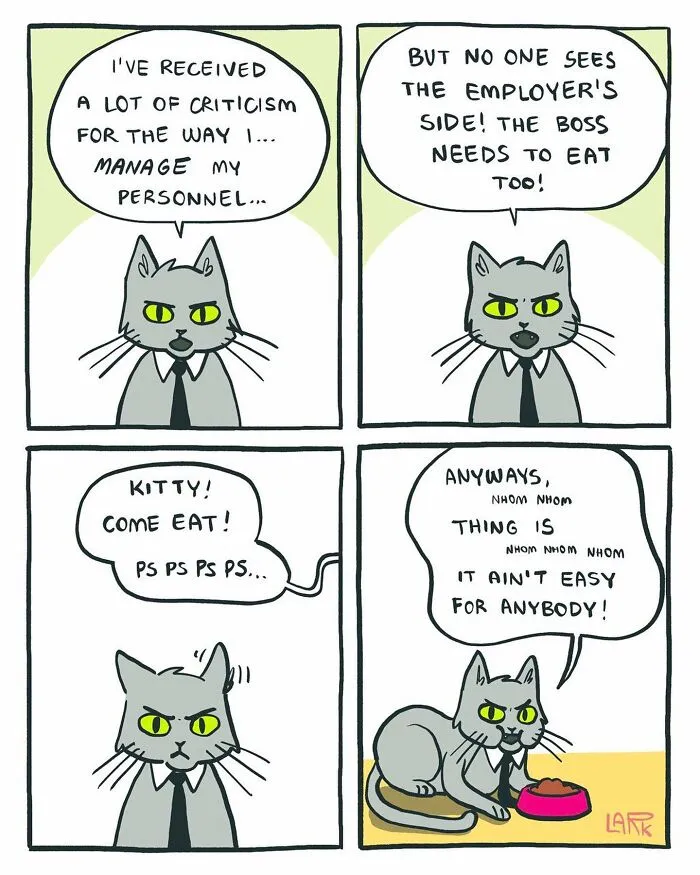 40 Funny Comics About A Cat Hiring Birds In His Company By This Brazilian Artist