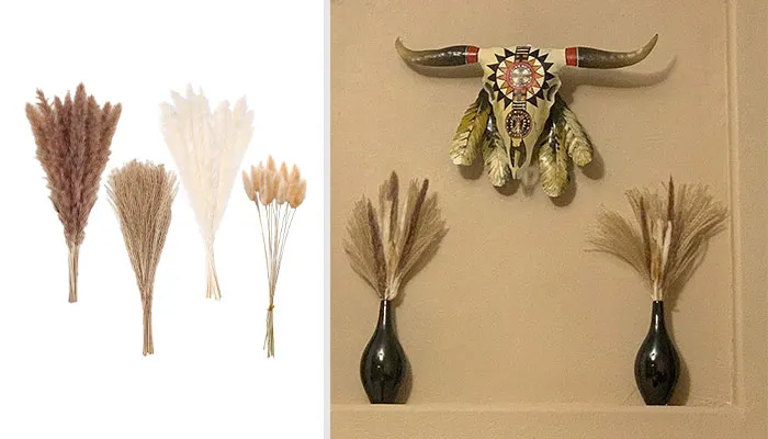 Pampas Panache: Natural Dried Fluffy Grass Decor - 'Reed' In Some Boho Chic With Our Hand-Picked Arrangement, Making Your Space 'Tail'-Ored To Tasteful Tranquility!