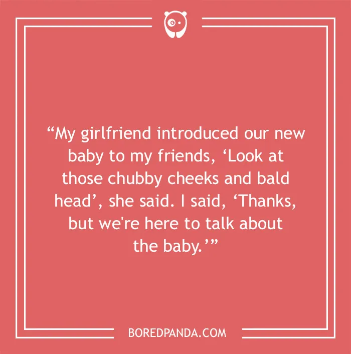 Bald joke about bald person and a baby