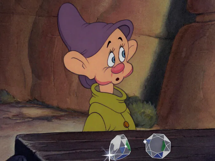 Dwarf with two diamonds on table