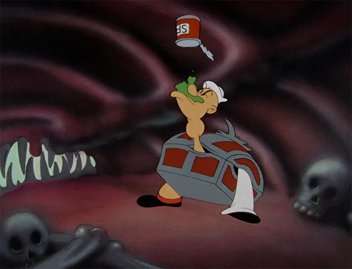 Popeye eating spinach 