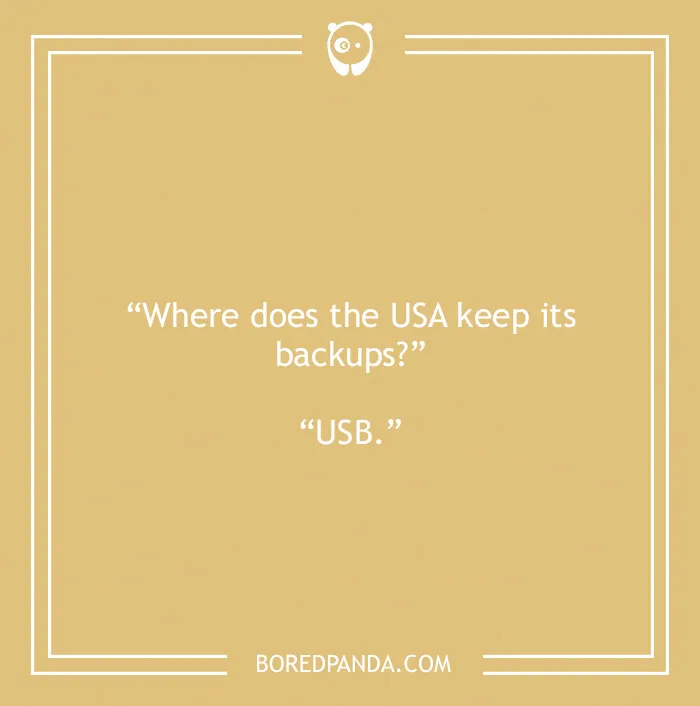 Computer joke about USA and backups