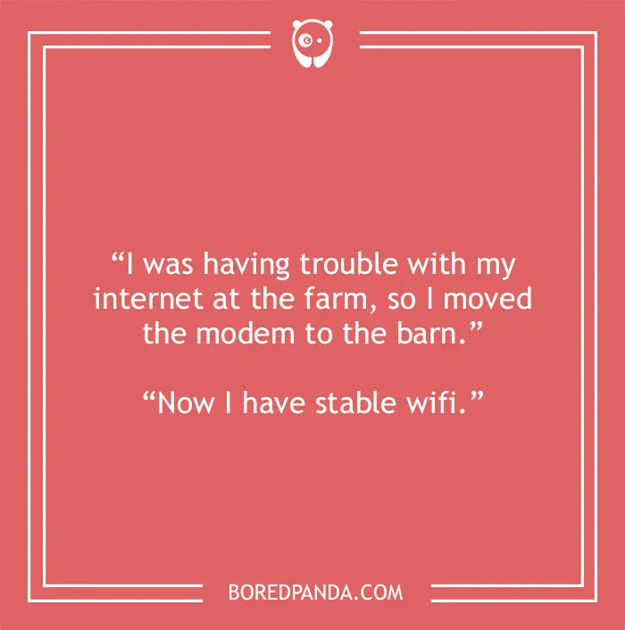 Computer joke about internet at the farm