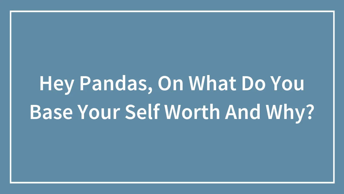 Hey Pandas, On What Do You Base Your Self Worth And Why? (Closed)