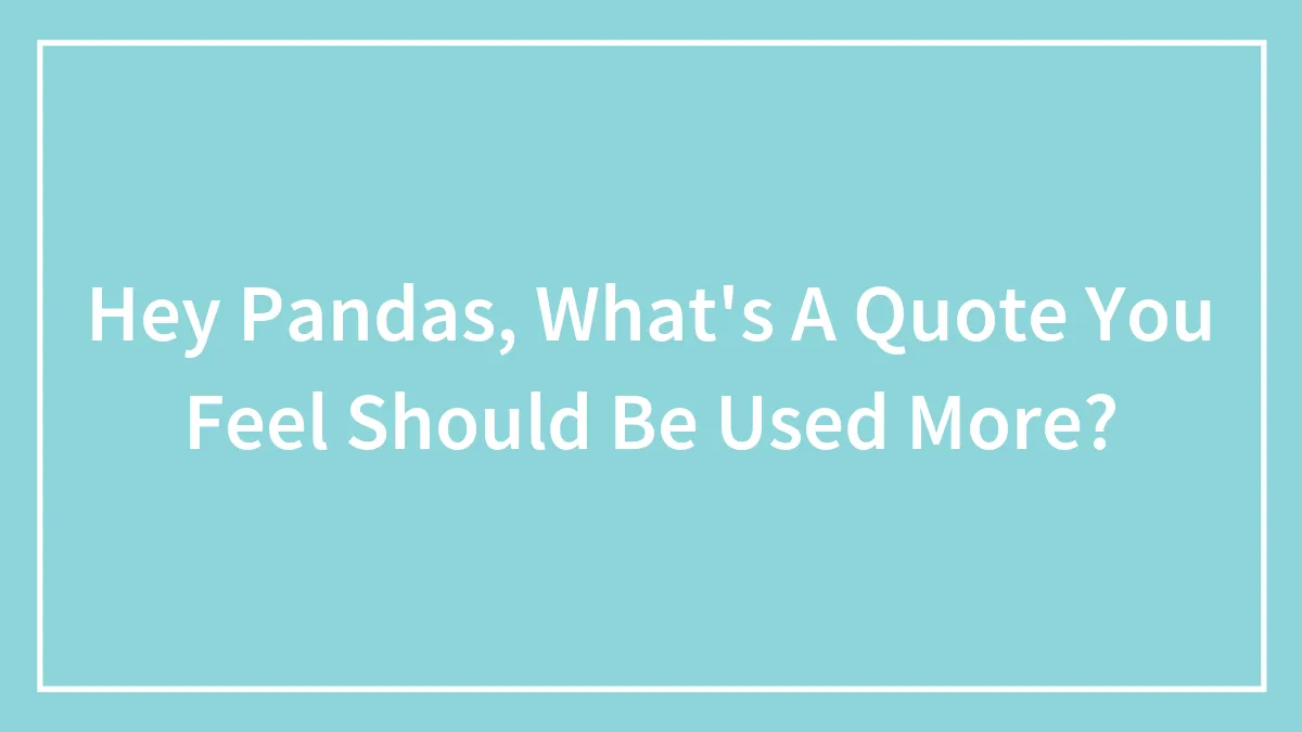 Hey Pandas, What's A Quote You Feel Should Be Used More? (Closed)