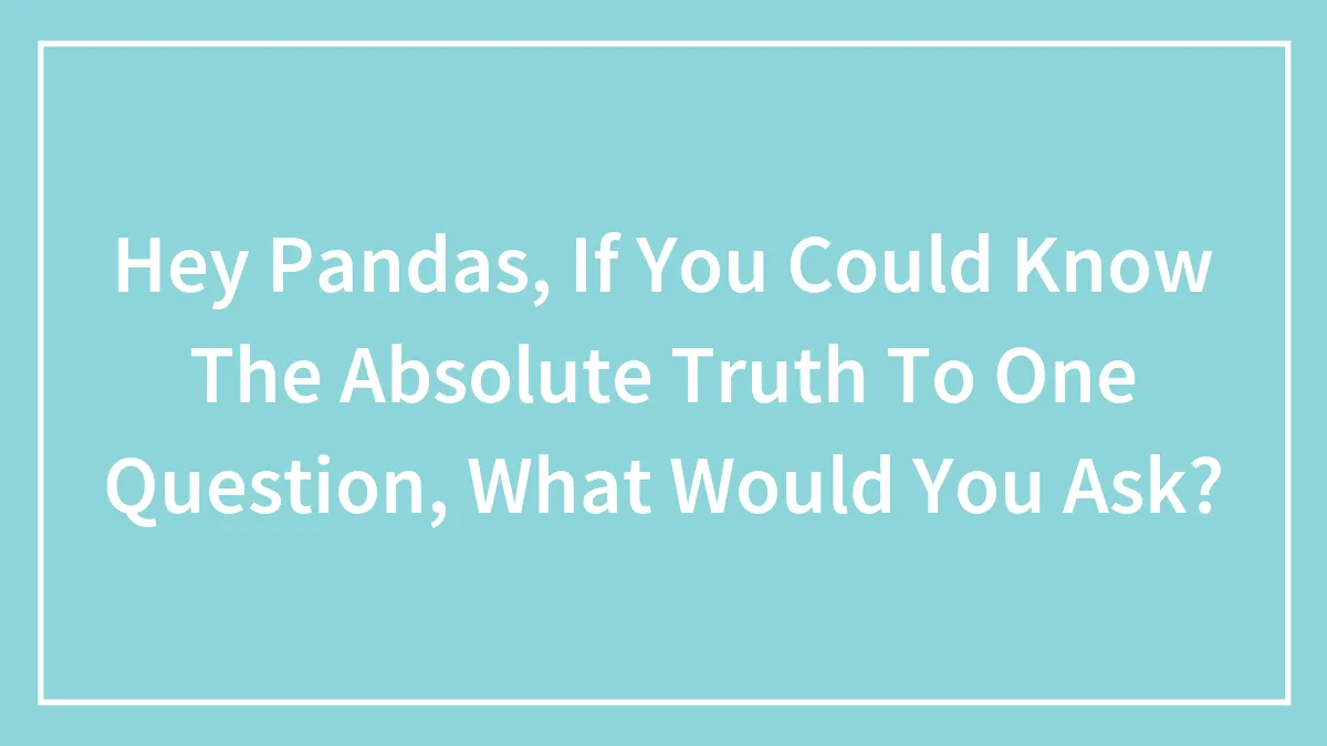 Hey Pandas, If You Could Know The Absolute Truth To One Question, What Would You Ask? (Closed)