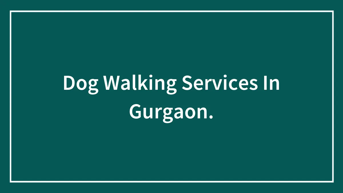 Dog Walking Services In Gurgaon.