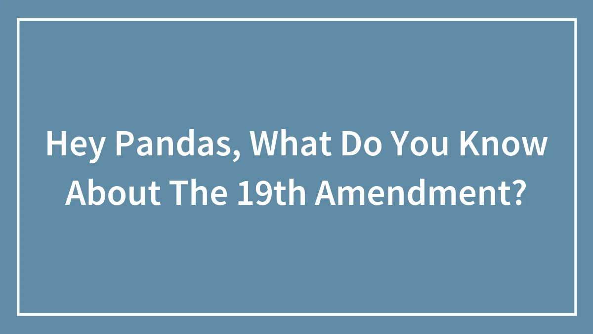 Hey Pandas, What Do You Know About The 19th Amendment?