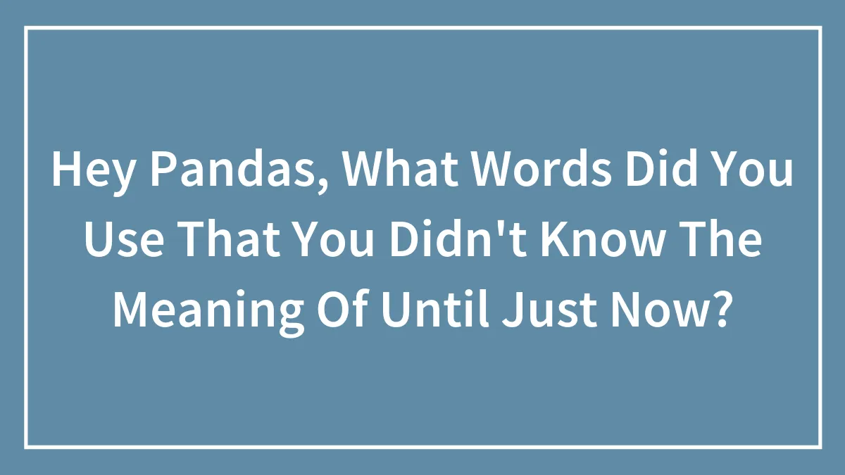 Hey Pandas, What Words Did You Use That You Didn't Know The Meaning Of Until Just Now? (Closed)