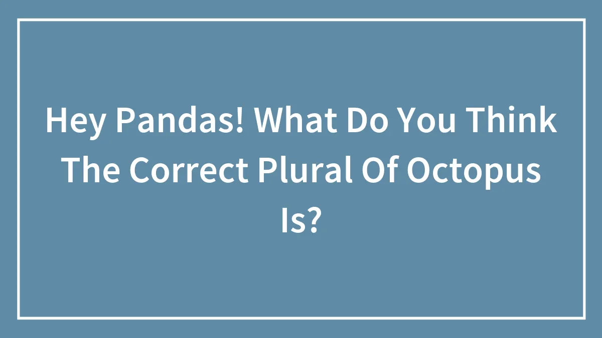 Hey Pandas! What Do You Think The Correct Plural Of Octopus Is?