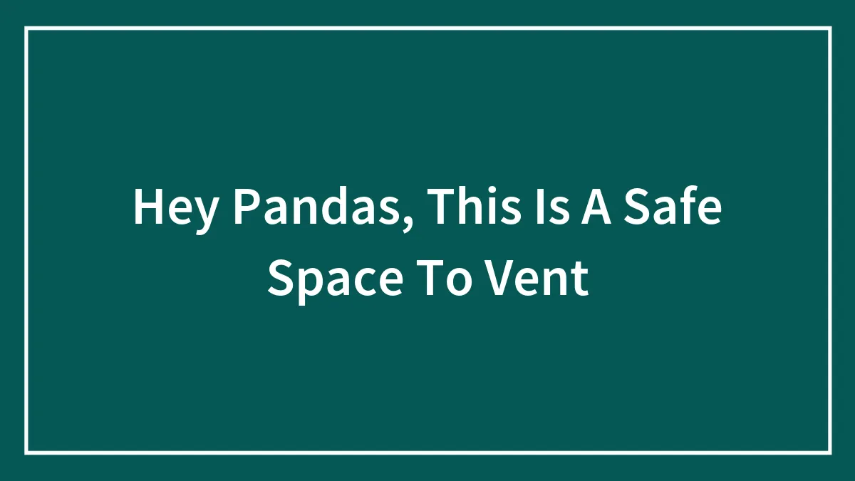 Hey Pandas, This Is A Safe Space To Vent