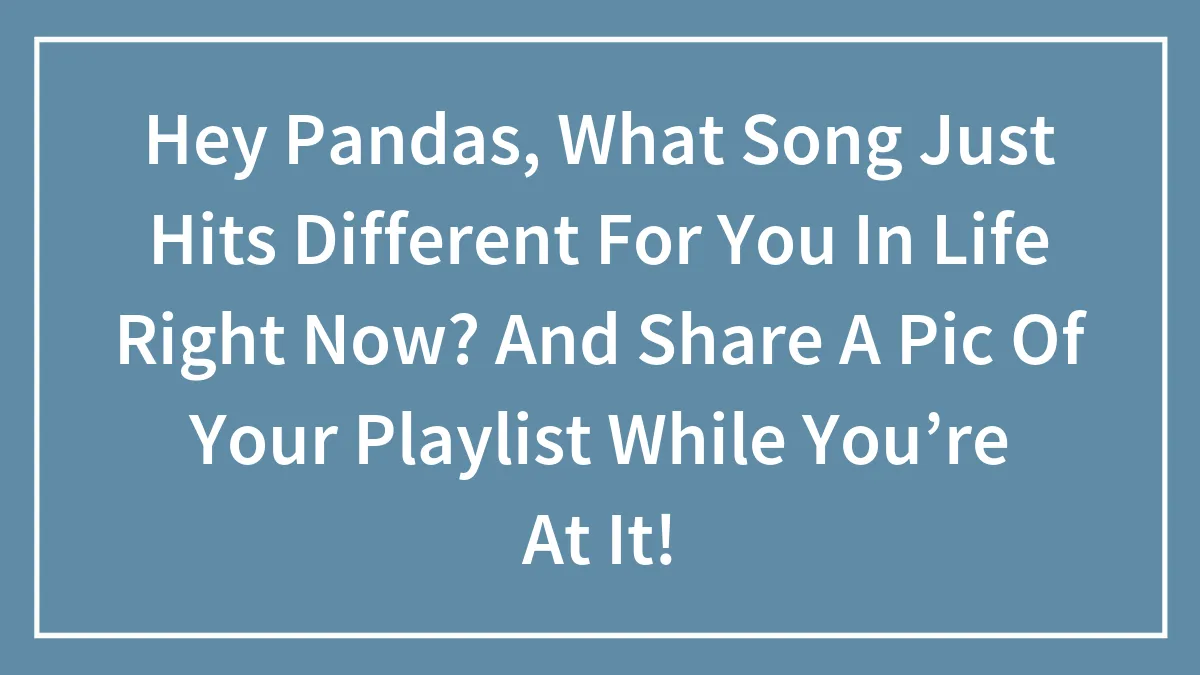 Hey Pandas, What Song Just Hits Different For You In Life Right Now? And Share A Pic Of Your Playlist While You’re At It!