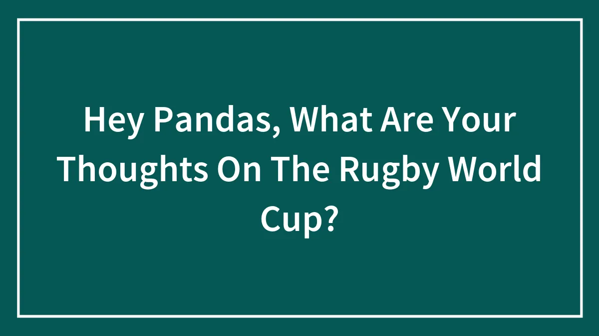 Hey Pandas, What Are Your Thoughts On The Rugby World Cup?
