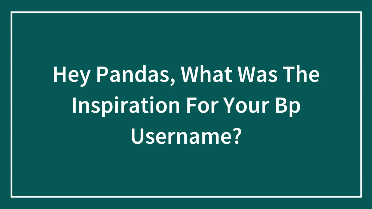 Hey Pandas, What Was The Inspiration For Your Bp Username?