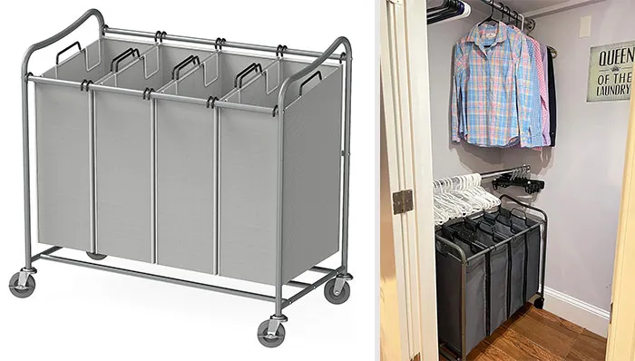SimpleHouseware 4-Bag Heavy Duty Laundry Sorter: with a sturdy frame and durable bags, perfect for getting rid of clothing clutter and making your laundry process significantly easier and neater.