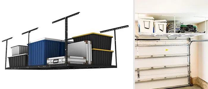 FLEXIMOUNTS Overhead Garage Storage Rack: For securing all your items away from potential water damage, using your ceiling space effectively, and keeping your garage clutter-free.