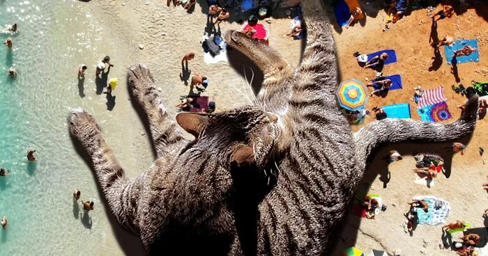 30 Adorably Unsettling Art Pieces That Show Giant Cats Ruling The World, As Imagined By This Artist