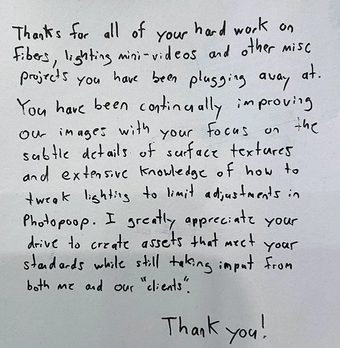 My Boss Mailed Me This After Two Years At My Newest Job. Complete 180 From The Last Job I Was At