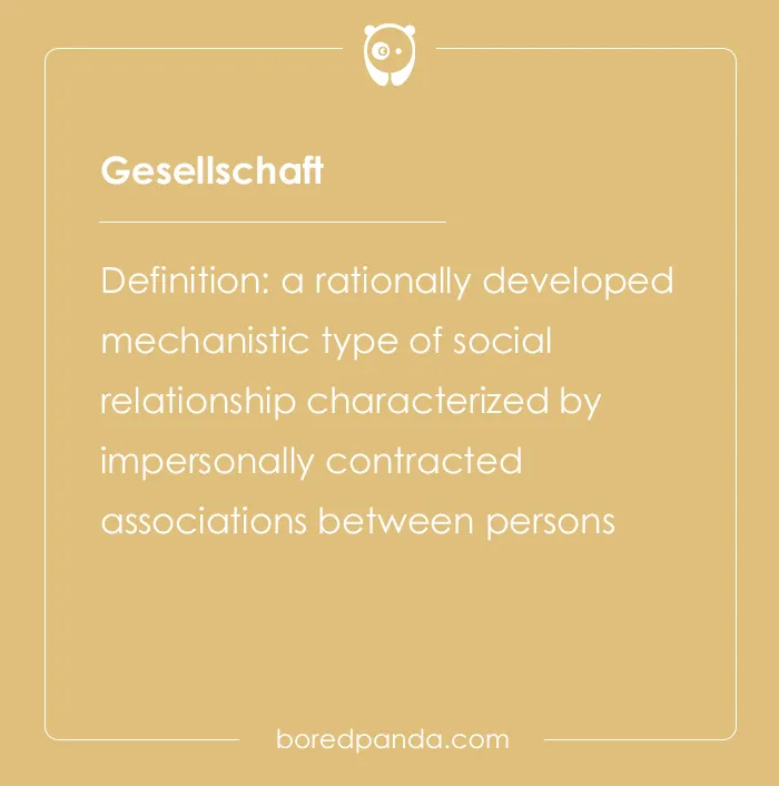 Glossary card for a hard spelling bee word Gesellschaft with definition of impersonal social relationships.