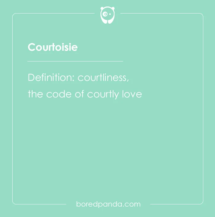 Word Courtoisie with definition courtliness and the code of courtly love from hard spelling bee words list.