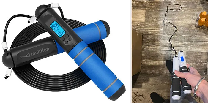 Jump Rope: A durable, adjustable, and feature-packed fitness essential that promotes cardio endurance, enhances muscle tension, and even counts your jumps and calories burned for improved training results.