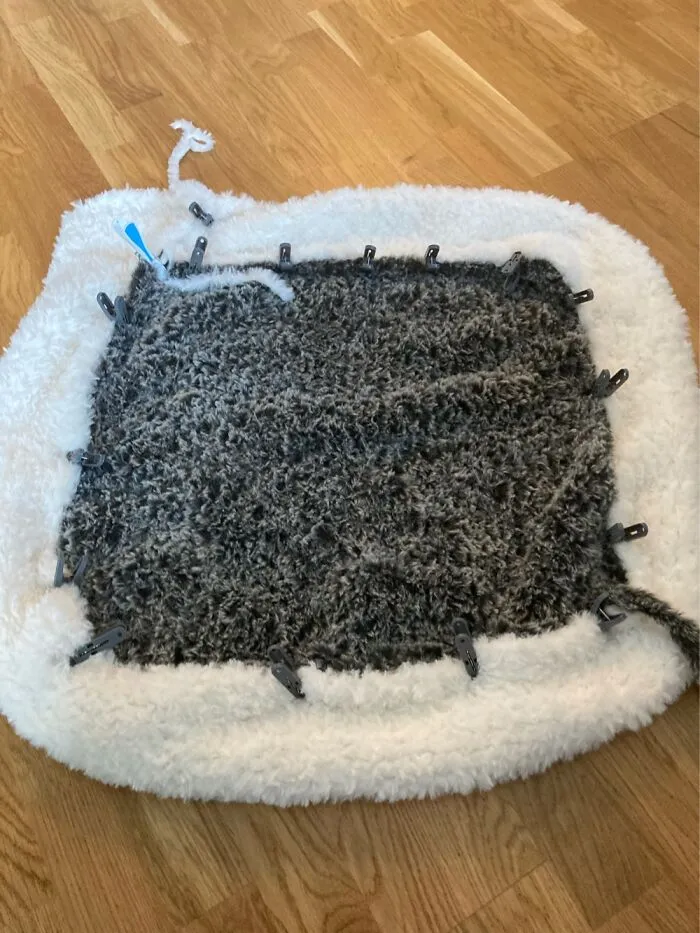 Almost Done, Just Need To Attach The White Part. Knitted Blanket Made For A Good Friend’s Baby