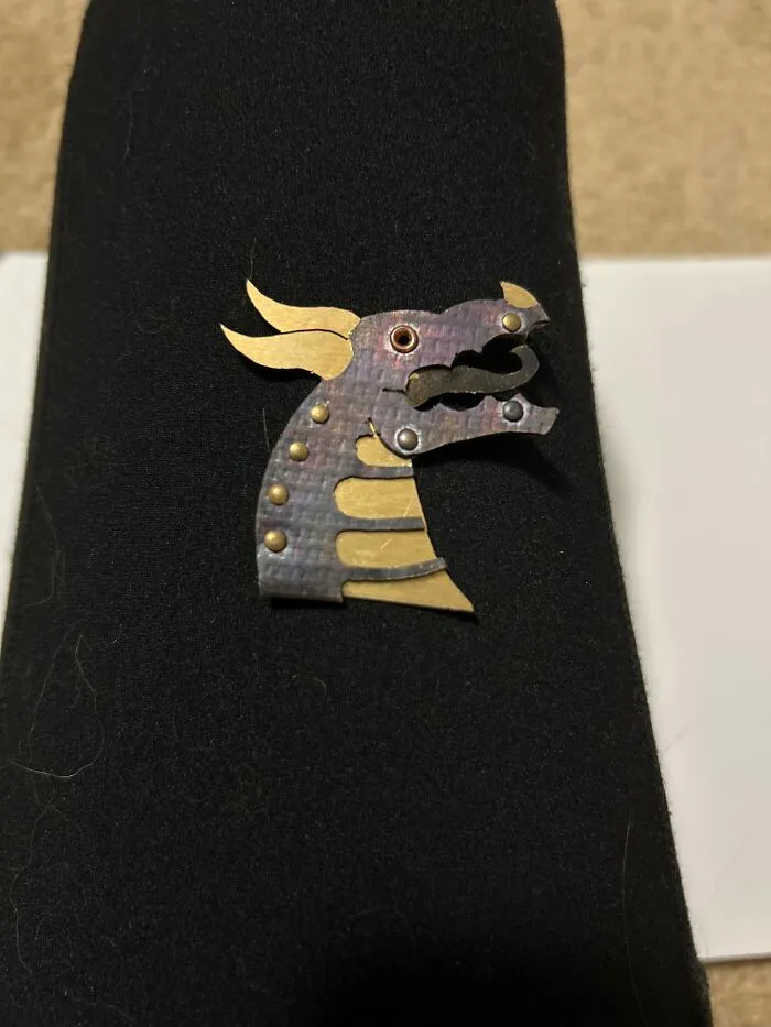 Copper And Brass Dragon I Made In Art Metals (Used Livor Of Sulfur To Dye Copper Black)