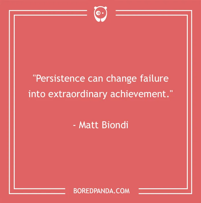 Quote by Matt Biondi on persistence leading to achievement, on a red background.
