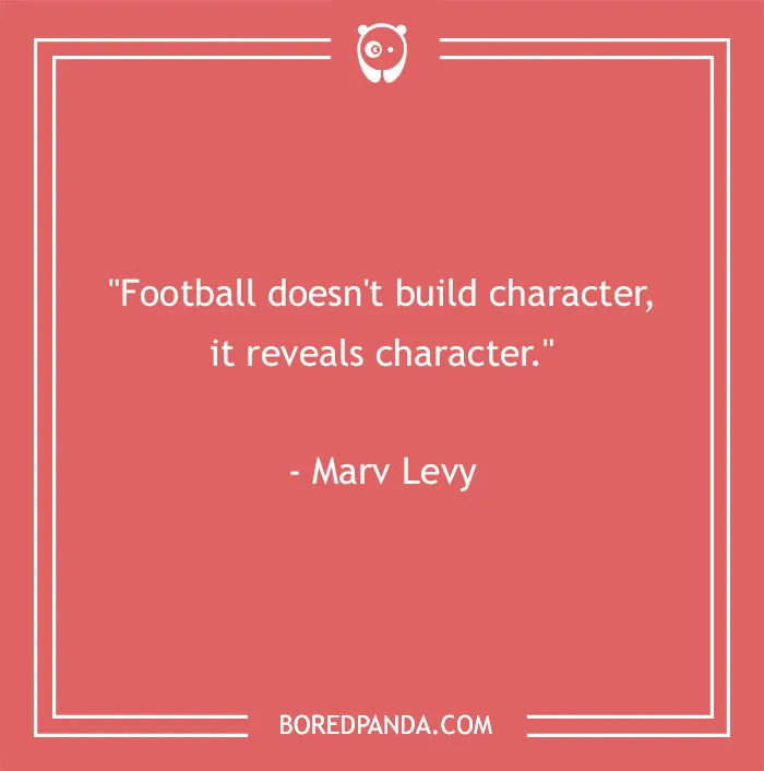 Inspirational sports quote by Marv Levy on a red background.