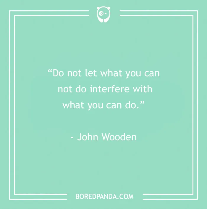 Inspirational sports quote by John Wooden on a green background.