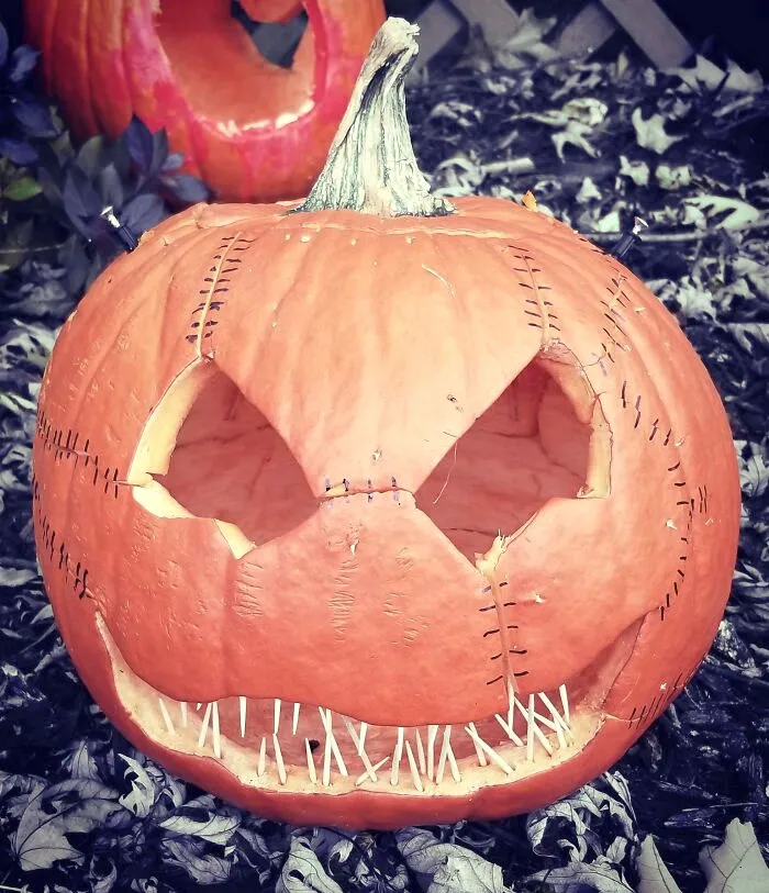 Someone Smashed My Daughter's Pumpkin Last Night, So I Did Some Surgery After She Left For School. Frankenpumpkin Lives