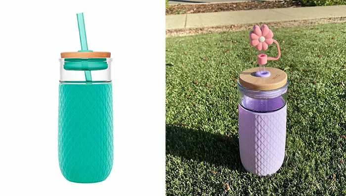 Rush Out The Door With A Fun Accessory - A Glass Tumbler With A Straw, For When Life Gets A 'Straw'berry Smoothie Kind Of Busy!