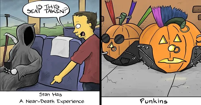 This Comics Artist Makes People Laugh With Single-Panel Jokes, And Here's The Halloween Edition (50 Pics)