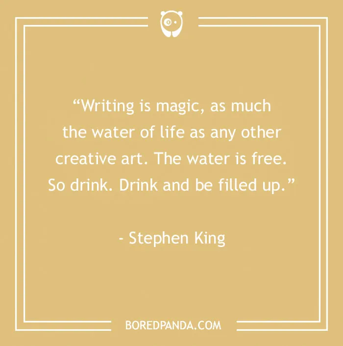 Stephen King quote about writing and water