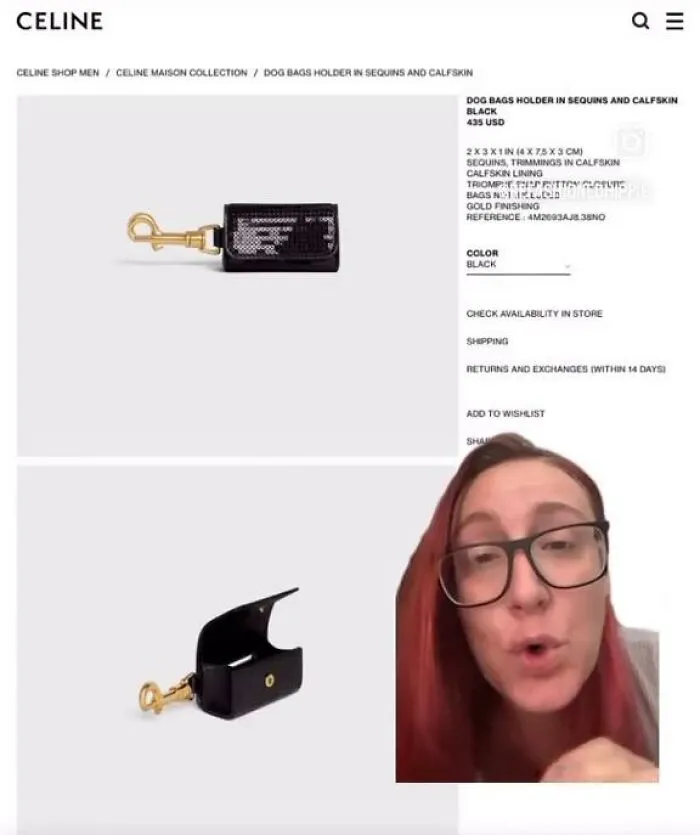 It Is A $435 Sequined Dog Poop Bag From Celine