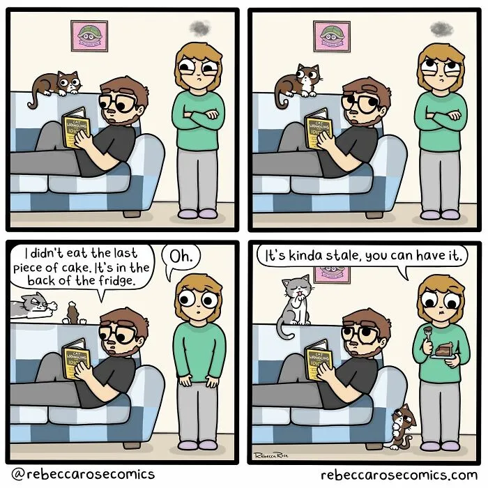 26 Cute Comics About Daily Life With 4 Cats And A Boyfriend, By Rebecca Rose Comics (New Pics)
