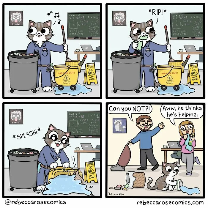 26 Cute Comics About Daily Life With 4 Cats And A Boyfriend, By Rebecca Rose Comics (New Pics)