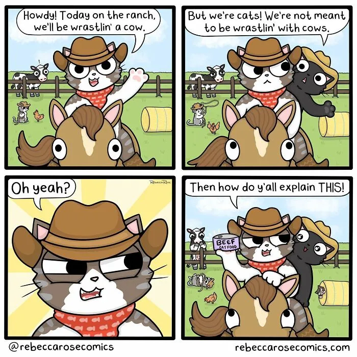 26 Cute Comics About Daily Life With 4 Cats And A Boyfriend, By Rebecca Rose Comics (New Pics)