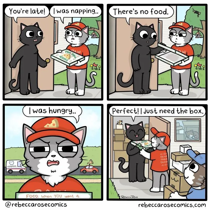 26 Cute Comics About Daily Life With 4 Cats And A Boyfriend, By Rebecca Rose Comics (New Pics)