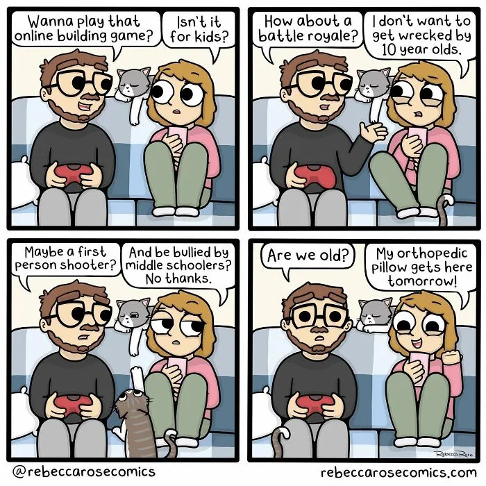 26 Cute Comics About Daily Life With 4 Cats And A Boyfriend, By Rebecca Rose Comics (New Pics)