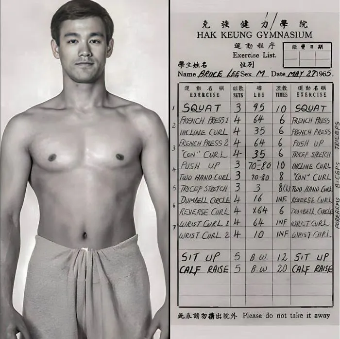 Bruce Lee's Workout Routine From The 1960s Reflects His Dedication To Physical Fitness And Martial Arts Training