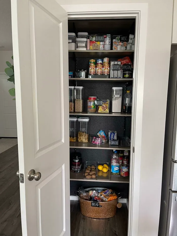 My Husband Painted Our Pantry Black & Installed Some New Shelving  Im In Love