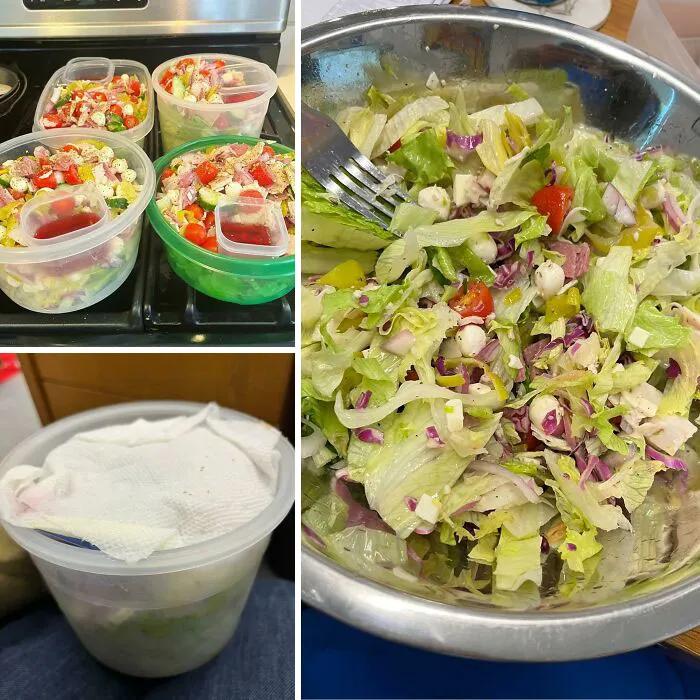 Para mantener la ensalada fresca, ponle un papel de cocina bajo la tapa, absorberá la humedad