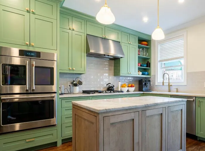 Sleek Mint Green Cabinetry