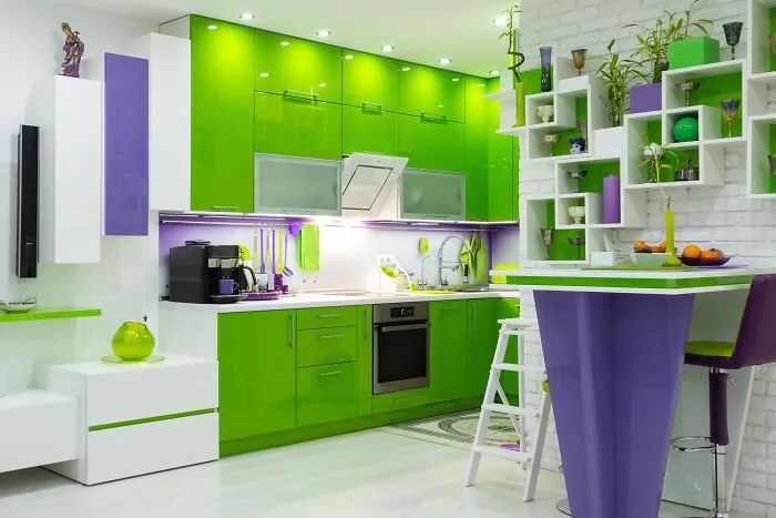 Vibrant Green For An Open Kitchen