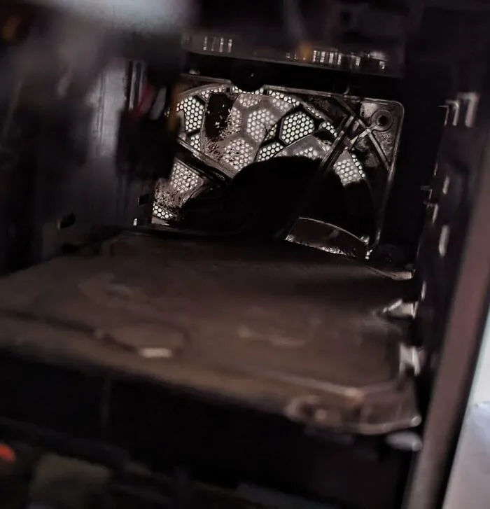 Opened My PC Today To Find Out Why It Suddenly Started Running So Much Quieter A Couple Of Days Ago, And Also Why My Office Had A Bad Smell This Morning. Mystery Solved... 🤢